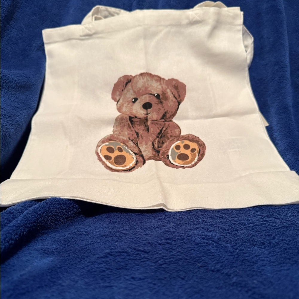 Cute Teddy Bear Print Canvas Tote